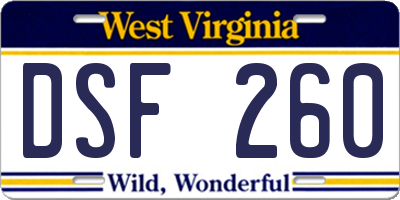 WV license plate DSF260