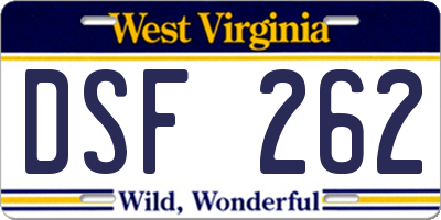 WV license plate DSF262