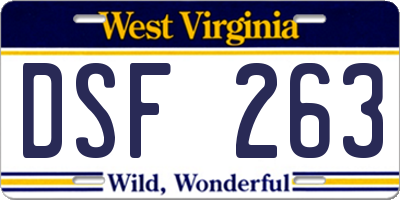 WV license plate DSF263