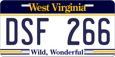 WV license plate DSF266