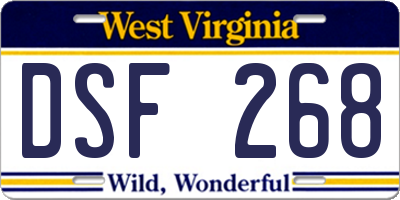 WV license plate DSF268