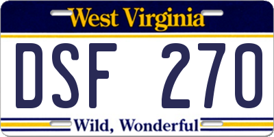 WV license plate DSF270