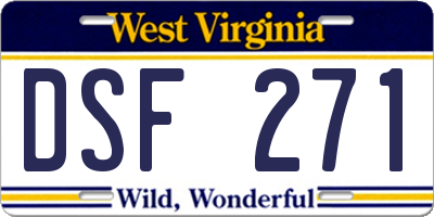 WV license plate DSF271