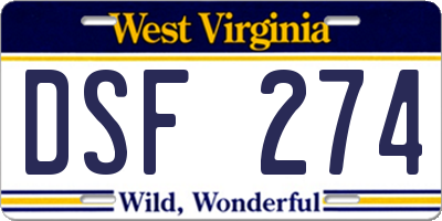 WV license plate DSF274