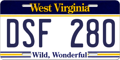 WV license plate DSF280