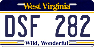 WV license plate DSF282