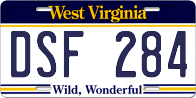 WV license plate DSF284