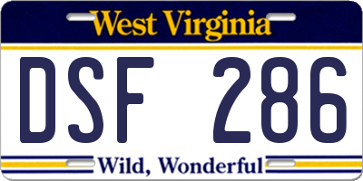 WV license plate DSF286
