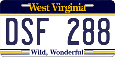 WV license plate DSF288