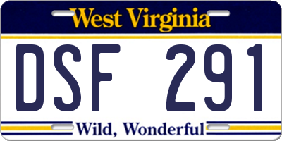WV license plate DSF291