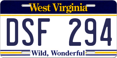 WV license plate DSF294