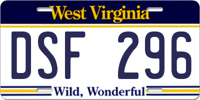 WV license plate DSF296