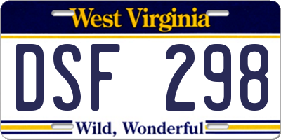 WV license plate DSF298