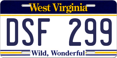 WV license plate DSF299