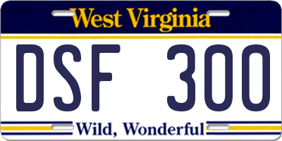 WV license plate DSF300