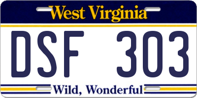 WV license plate DSF303