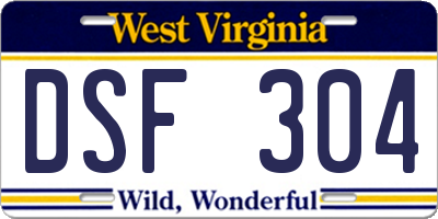 WV license plate DSF304