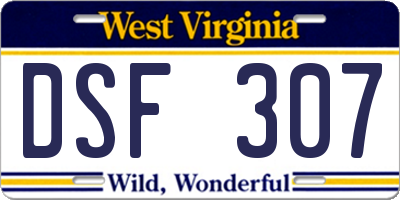 WV license plate DSF307