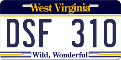 WV license plate DSF310