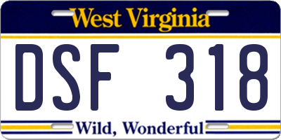 WV license plate DSF318