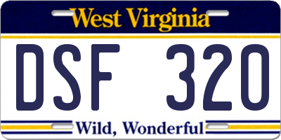WV license plate DSF320