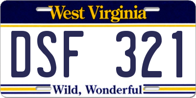 WV license plate DSF321
