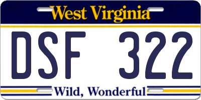 WV license plate DSF322