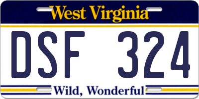 WV license plate DSF324