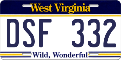 WV license plate DSF332