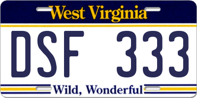 WV license plate DSF333