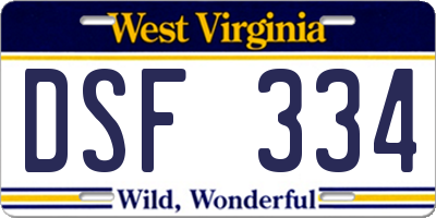 WV license plate DSF334