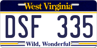 WV license plate DSF335