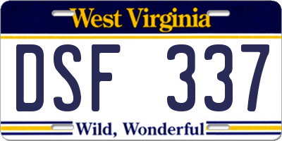 WV license plate DSF337