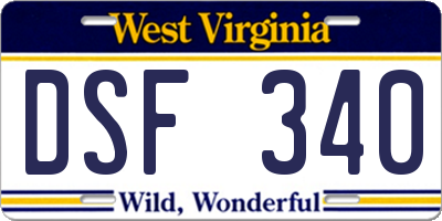WV license plate DSF340