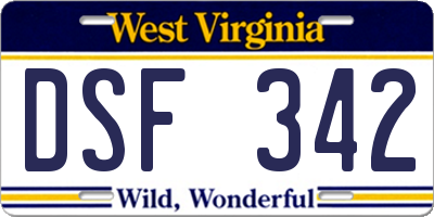 WV license plate DSF342