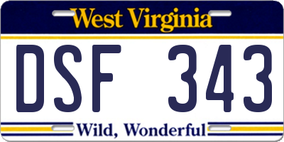 WV license plate DSF343