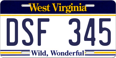 WV license plate DSF345