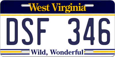 WV license plate DSF346