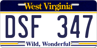 WV license plate DSF347