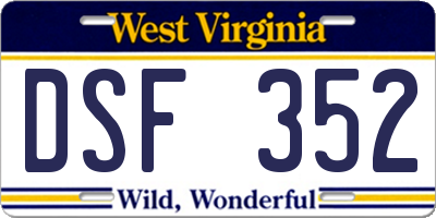 WV license plate DSF352