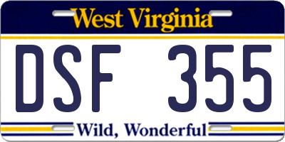 WV license plate DSF355