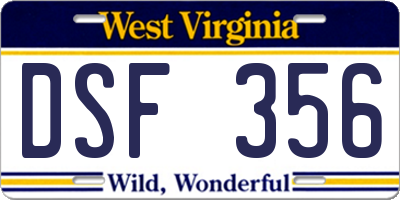 WV license plate DSF356