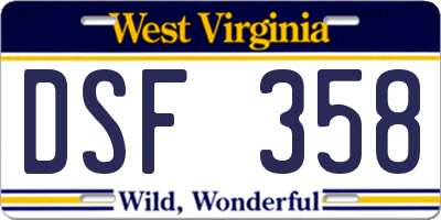 WV license plate DSF358