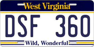 WV license plate DSF360