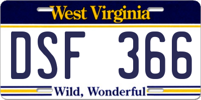 WV license plate DSF366