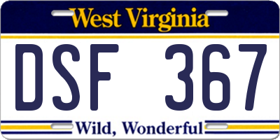 WV license plate DSF367