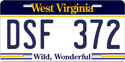 WV license plate DSF372