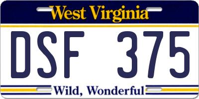 WV license plate DSF375