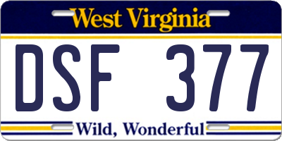 WV license plate DSF377