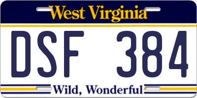 WV license plate DSF384
